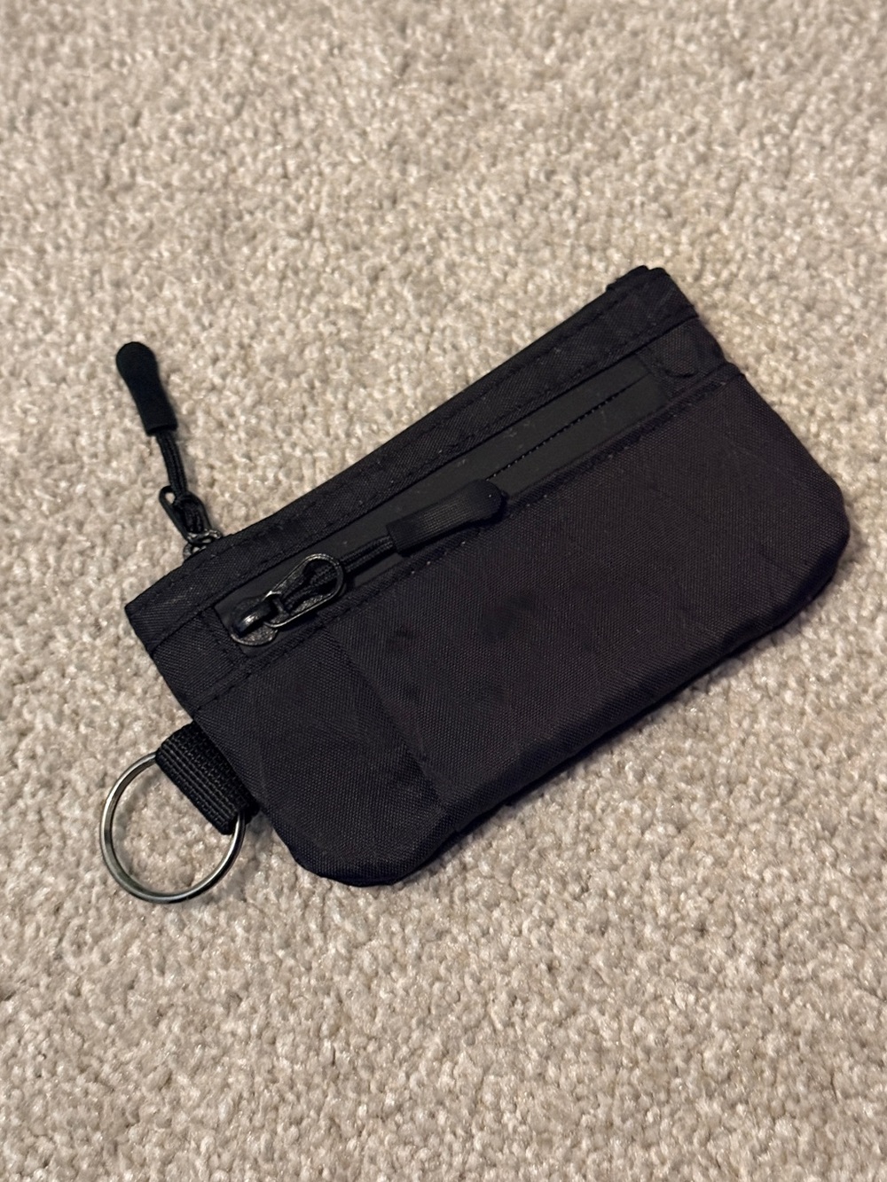 ALPAKA Zip Pouch Wallet Black EDC Card Holder Coin Pocket Orange Lining